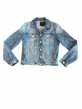 BlankNYC Light Wash Denim Jacket XS Distressed Fitted Trucker Jean Jacket